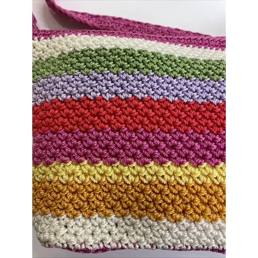 The Sak Striped Crochet Purse Shoulder Bag Pink Multicolor Shoulder Bag